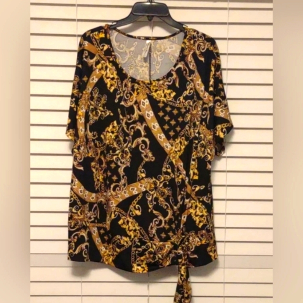PerSeption Woman multicolored short sleeve blouse 2X